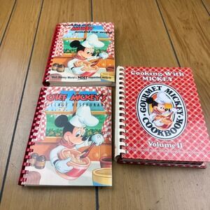 Vintage Disney Cookbook Lot Cooking With Mickey Chef Mickey Village Vol II 3pc